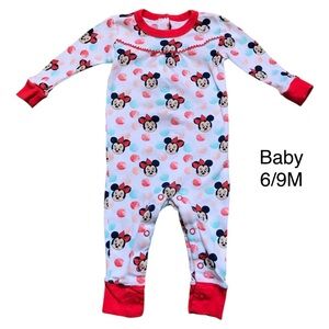 EUC, Disney Store Minnie Mouse Baby Girl One Piece Cotton pajama Size 6-9 Months